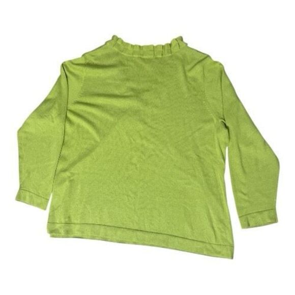 Fashion Bug Lime Green Long Sleeve Knit Top Plus Size 2X Ruffle V-Neck Cotton - Picture 6 of 14